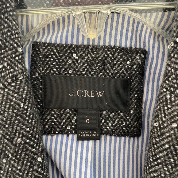 J. Crew Campbell Blazer Sparkle Sequin Donegal Wool Size 0 - Picture 4 of 5
